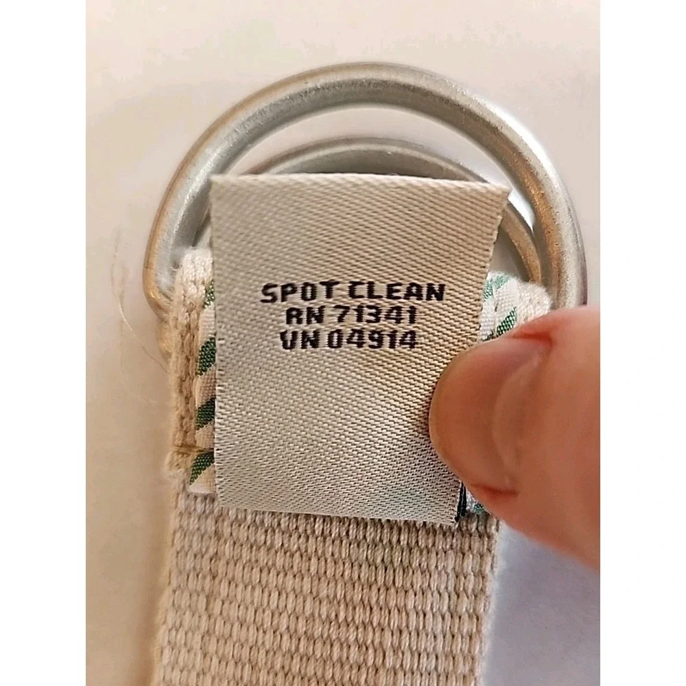 LL Bean Womens‎ D Ring Canvas Belt Size M/L Sail Boat Preppy Coastal Nautical